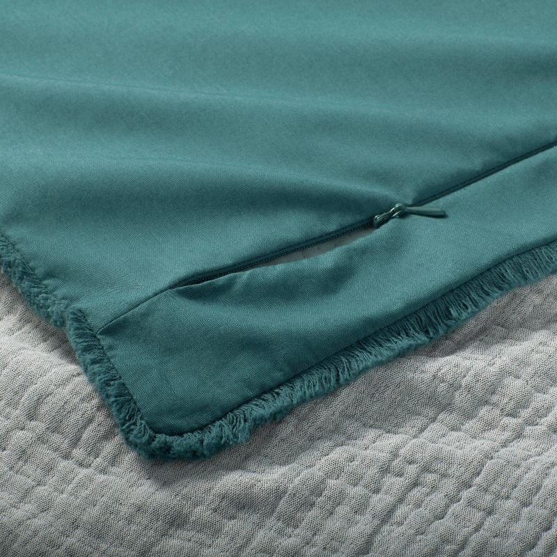 slide 5 of 7, King/California King Textured Chambray Cotton Comforter & Sham Set Dark Teal Blue - Casaluna™: OEKO-TEX Certified, 250 Thread Count, 1 ct