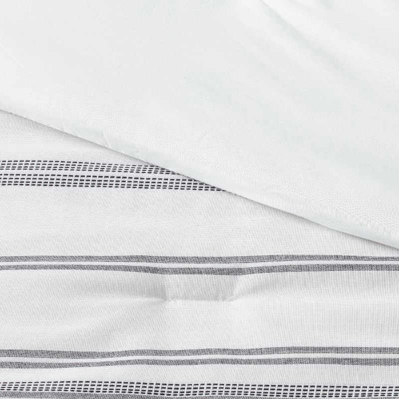 slide 4 of 4, Full/Queen Cotton Woven Stripe Comforter & Sham Set White/Navy - Threshold™: OEKO-TEX Certified, Zipper Closure, 1 ct
