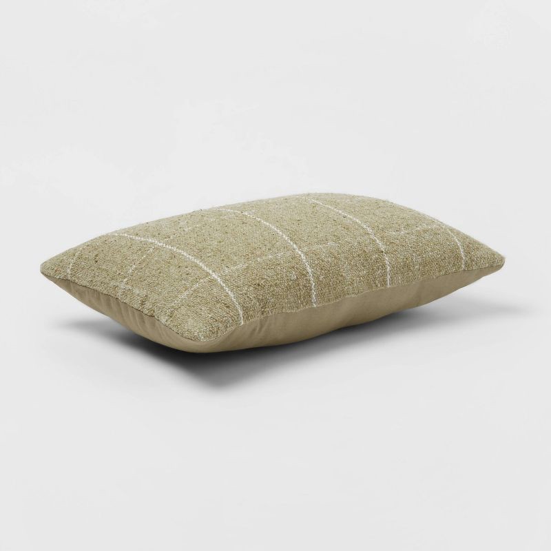 slide 3 of 4, Oblong Windowpane Woven Decorative Throw Pillow Green - Threshold™, 1 ct