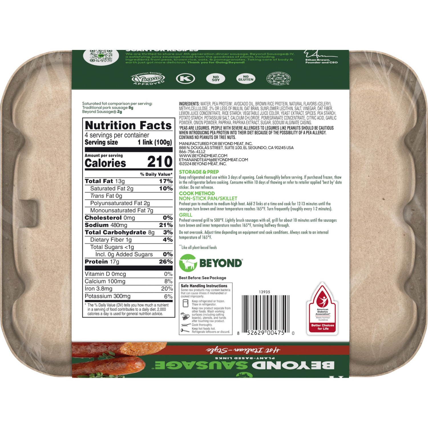 slide 2 of 7, Beyond Meat Beyond Sausage Frozen Plant-Based Sausage Links - Hot Italian Style, 4 ct