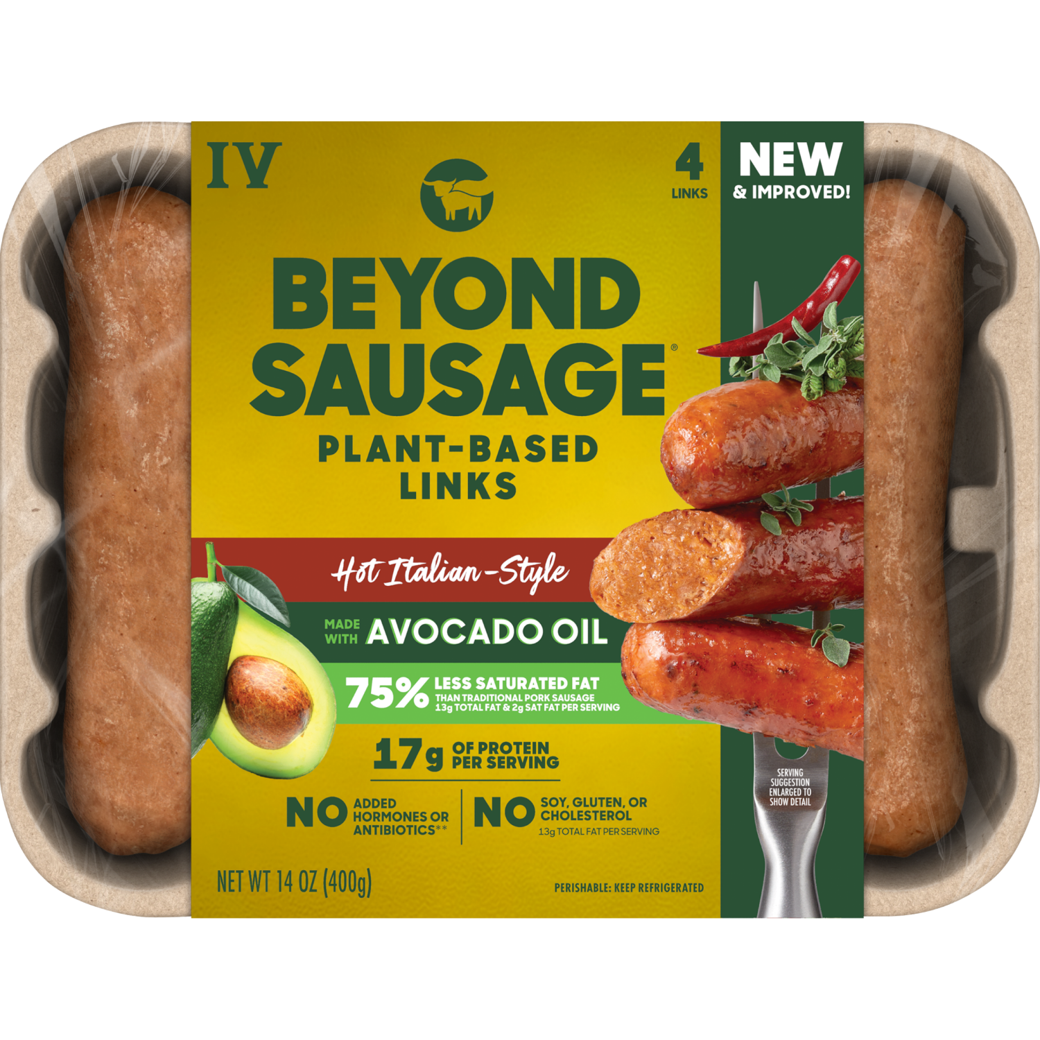slide 1 of 7, Beyond Meat Beyond Sausage Frozen Plant-Based Sausage Links - Hot Italian Style, 4 ct