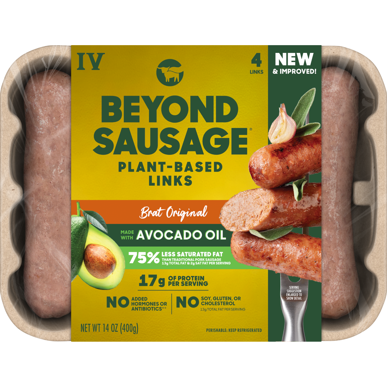 slide 1 of 6, Beyond Sausage Links, Plant-Based, Brat Original, 4 ct