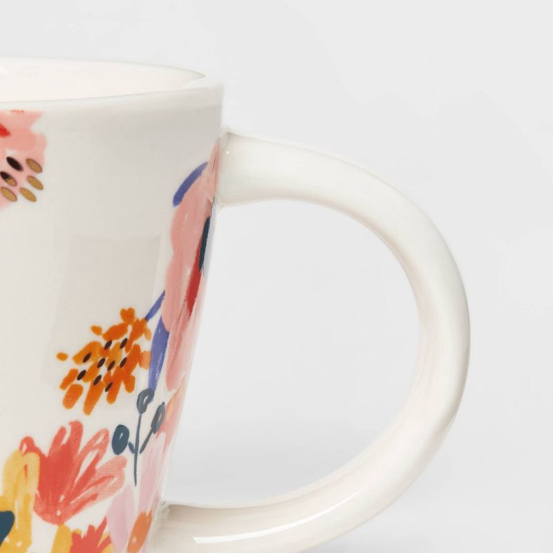 16oz Stoneware Monogram Floral Mug M - Opalhouse 1 Ct | Shipt