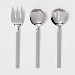 3pc Squared Straight Serving Set - Room Essentials™: Stainless Steel Utensils, Serving Fork & Spoons, Dishwasher-Safe