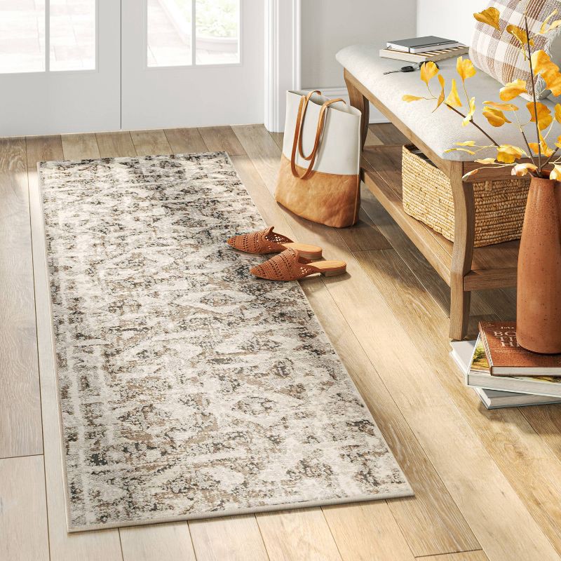 slide 2 of 4, 2'x7' Eliot Geo Runner Rug Tan/Beige/Gray - Threshold™, 1 ct