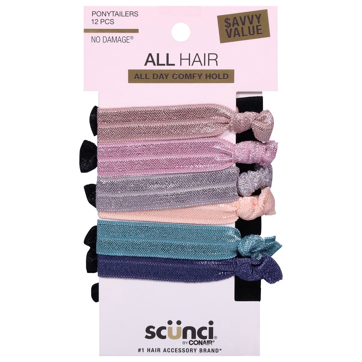 slide 1 of 9, scünci No Damage Ponytailers Savvy Value 12 Each, 12 ct