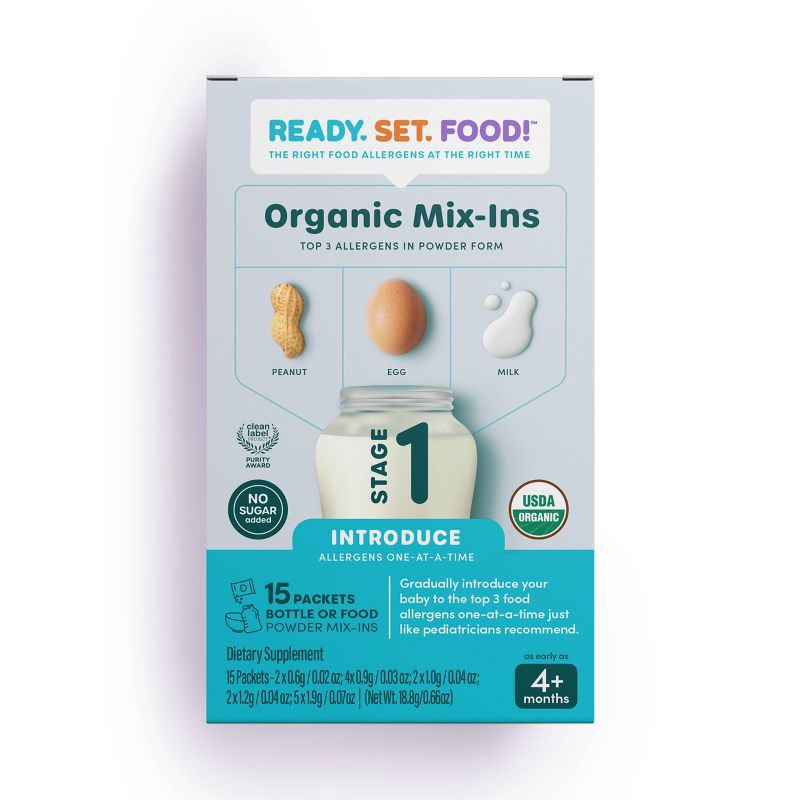 slide 1 of 8, Ready, Set, Food! Early Allergen Introduction Mix-ins Baby Meals - Stage 1 - 1oz, 1 oz