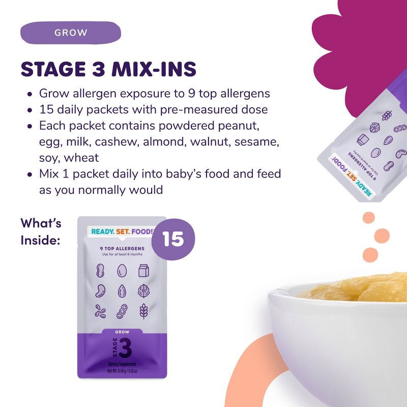 slide 3 of 7, Ready, Set, Food! Early Allergen Introduction Mixins Baby Meals - Stage 3 - 1oz, 3 x 1 oz