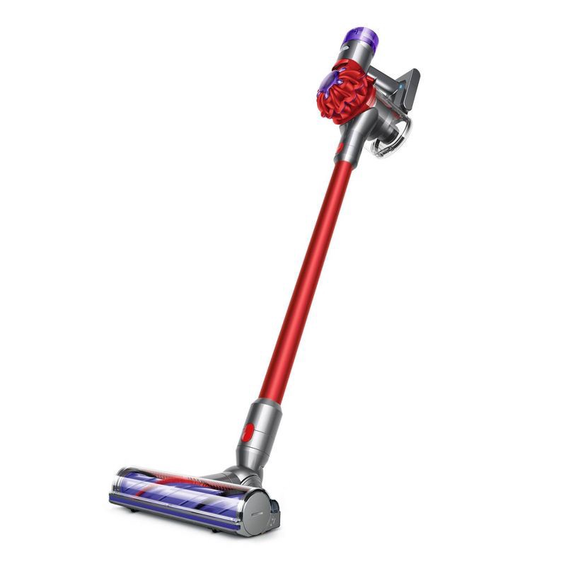 slide 1 of 8, Dyson V8 Origin Cordless Stick Vacuum Red: Multi-Surface, Cyclonic Action, Bagless, 40 Min Run Time, Lithium Ion Battery, 1 ct