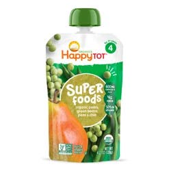 Happy Tot Organics Superfoods Stage 4 Organic Pears, Green Beans & Peas + Super Chia Pouch 4.22 oz UNIT