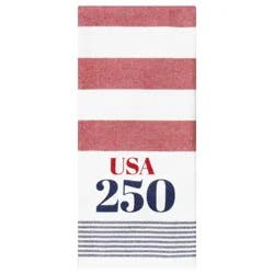 Stripe Trio Usa 250 Woven Dual Print Kitchen Towel, 16 In X 26 In