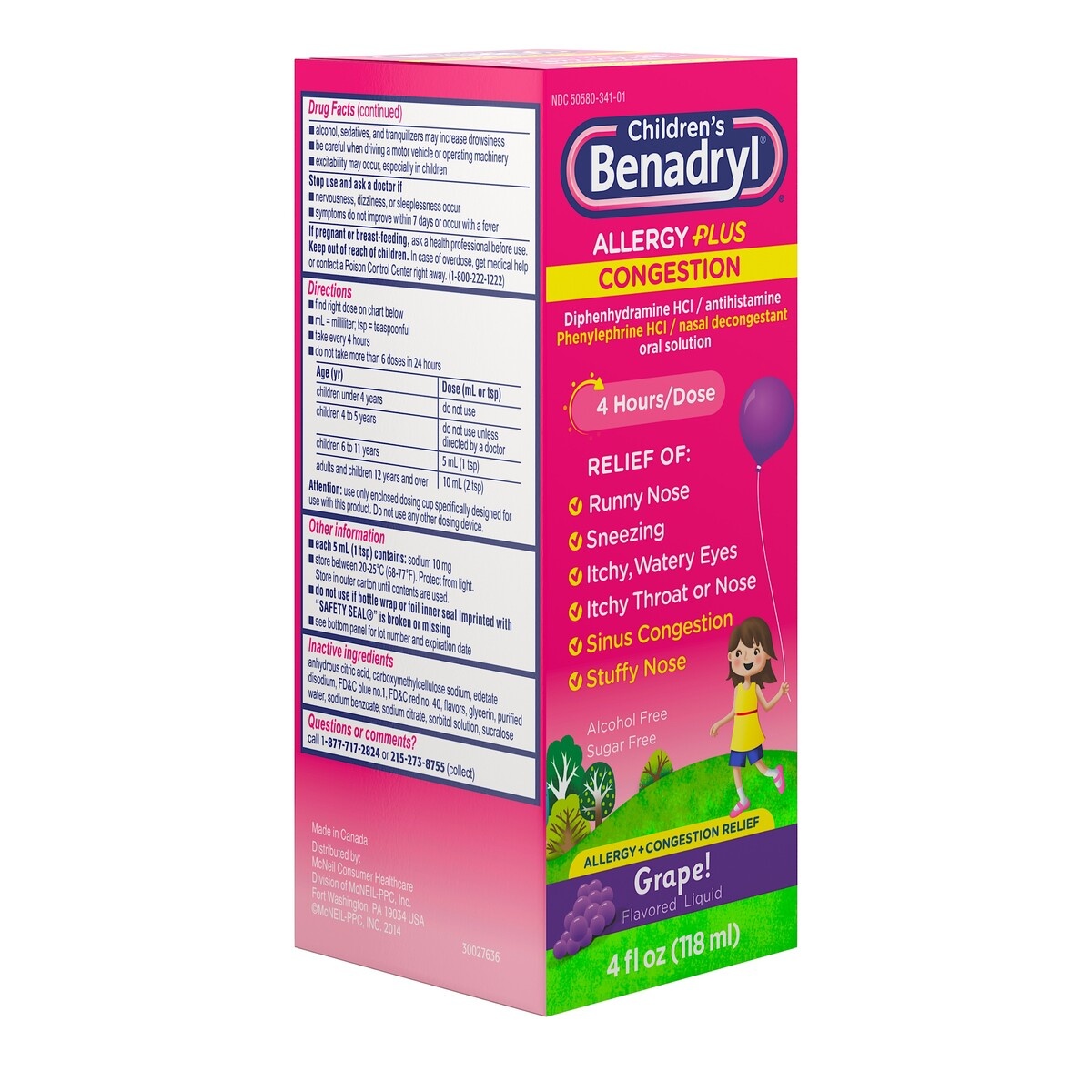 Children's Benadryl Allergy Plus Congestion Liquid Allergy Medicine