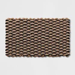 1'6"x2'6" Rope Braided Basket Weave Doormat Black/Brown/Cream - Threshold™: Outdoor Front Door Mat, High Pile