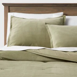 3pc King Velvet Comforter and Sham Set Green - Threshold™: OEKO-TEX Certified, Year-Round Fabric