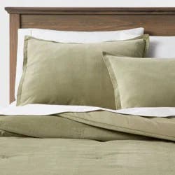 3pc King Velvet Comforter and Sham Set Green - Threshold™: OEKO-TEX Certified, Year-Round Fabric