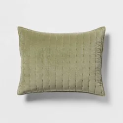Standard Channel Stitch Velvet Quilt Sham Green - Threshold™: Cotton Backing, OEKO-TEX Certified, No Flange