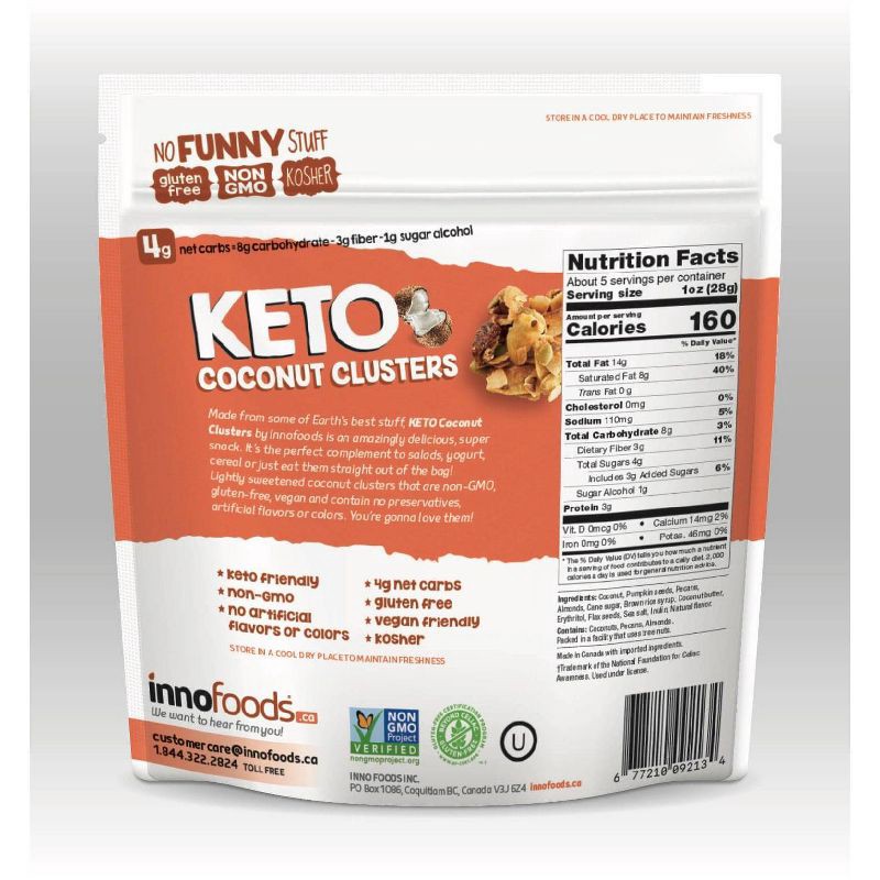 slide 2 of 5, innofoods Inno Foods Coconut Keto Clusters with Pecans, Almonds and Super Seeds - 5oz, 5 oz