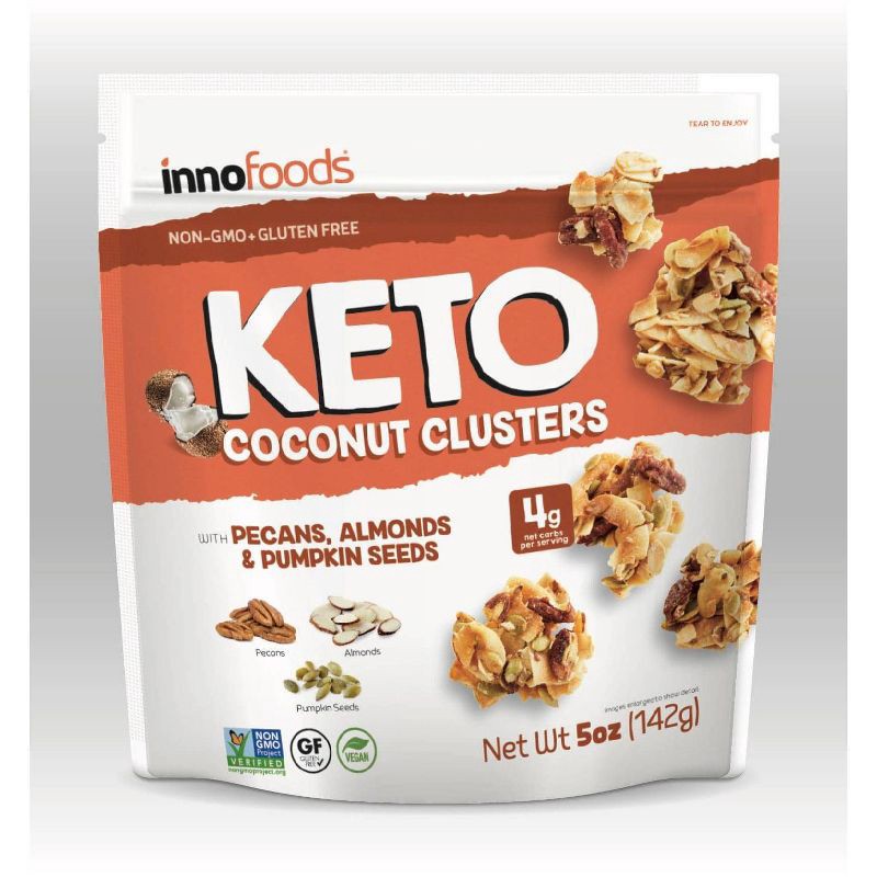 slide 1 of 5, innofoods Inno Foods Coconut Keto Clusters with Pecans, Almonds and Super Seeds - 5oz, 5 oz