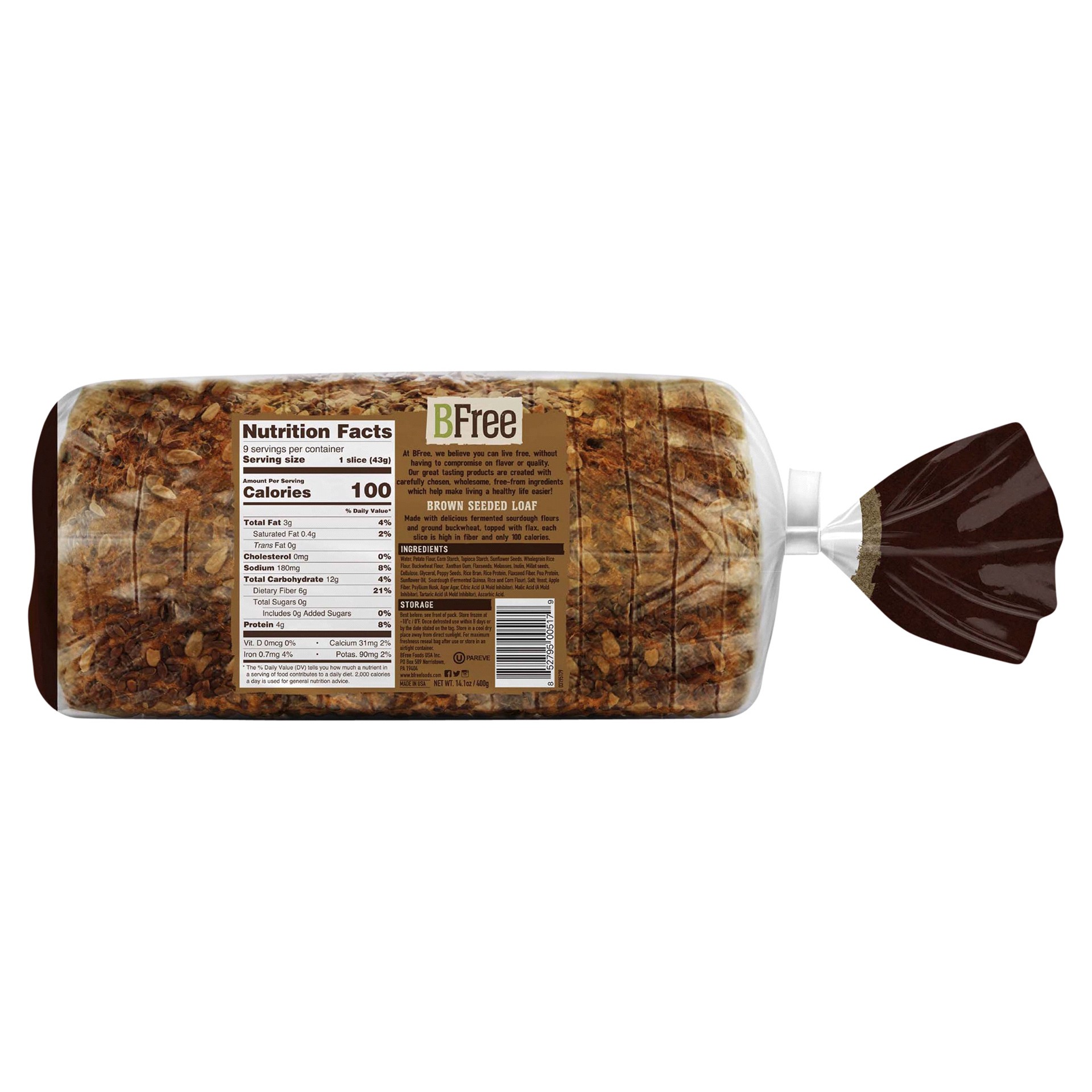 slide 9 of 9, BFree Gluten Free Brown Seeded Loaf Bread, 14.11 oz