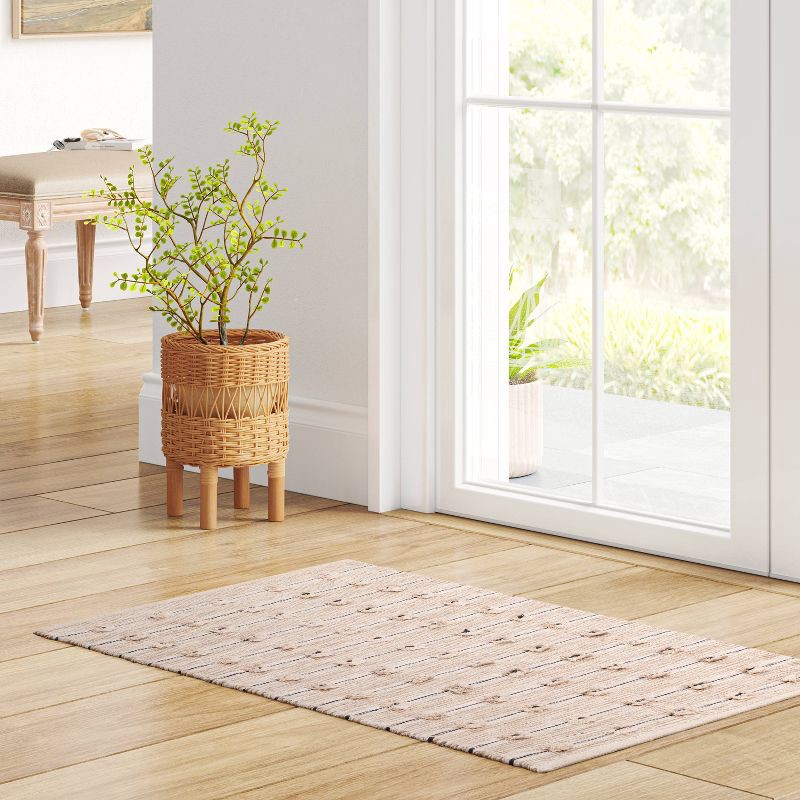 slide 2 of 4, 2'x3' Woven Striped Flatweave Rug Black/Cream - Threshold™, 1 ct