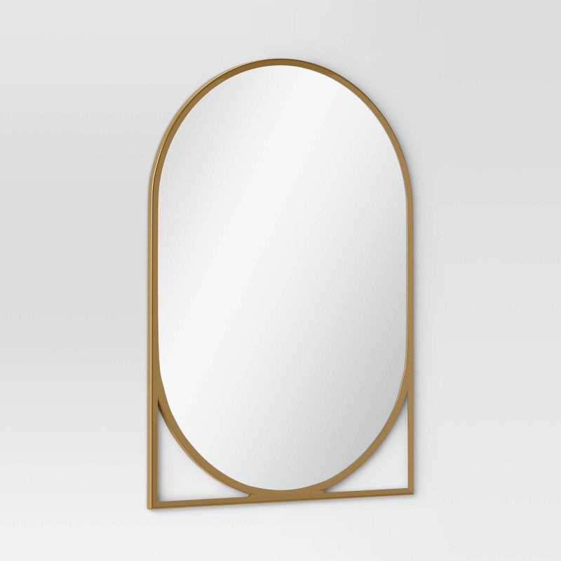 slide 3 of 3, 20" x 30" Decorative Wall Mirror Gold - Threshold™: Modern Powder-Coated Metal, Novelty Shape, Wall Mount, 1 ct