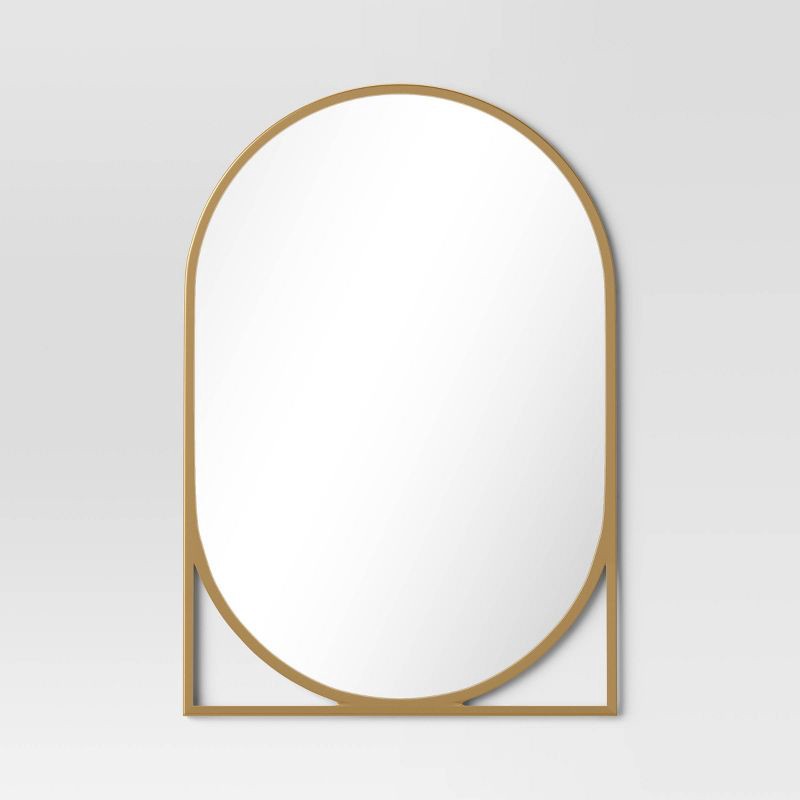 slide 1 of 3, 20" x 30" Decorative Wall Mirror Gold - Threshold™: Modern Powder-Coated Metal, Novelty Shape, Wall Mount, 1 ct