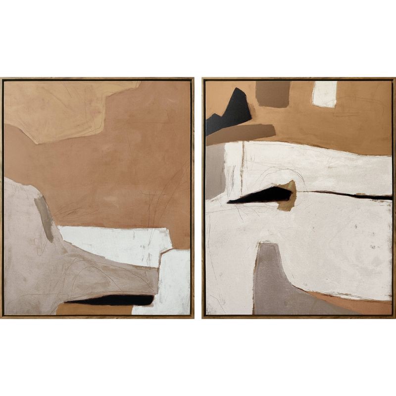 slide 1 of 7, (Set of 2) 24" x 30" Earth Abstract Framed Canvases Brown - Threshold™, 1 ct