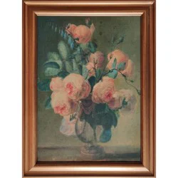 12&quot; x 16&quot; Antique Floral Framed Canvas Board Olive Green - Threshold™: Botanical Digital Art, Gold Frame, Vertical Layout