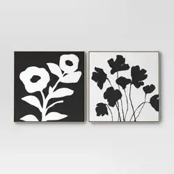 2pk 24" x 24" Floral Framed Wall Canvases - Threshold™