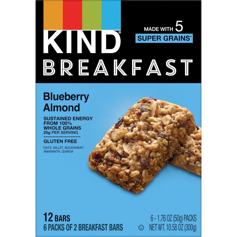 slide 2 of 7, Kind Breakfast Blueberry Almond Bars - 6ct, 6 ct