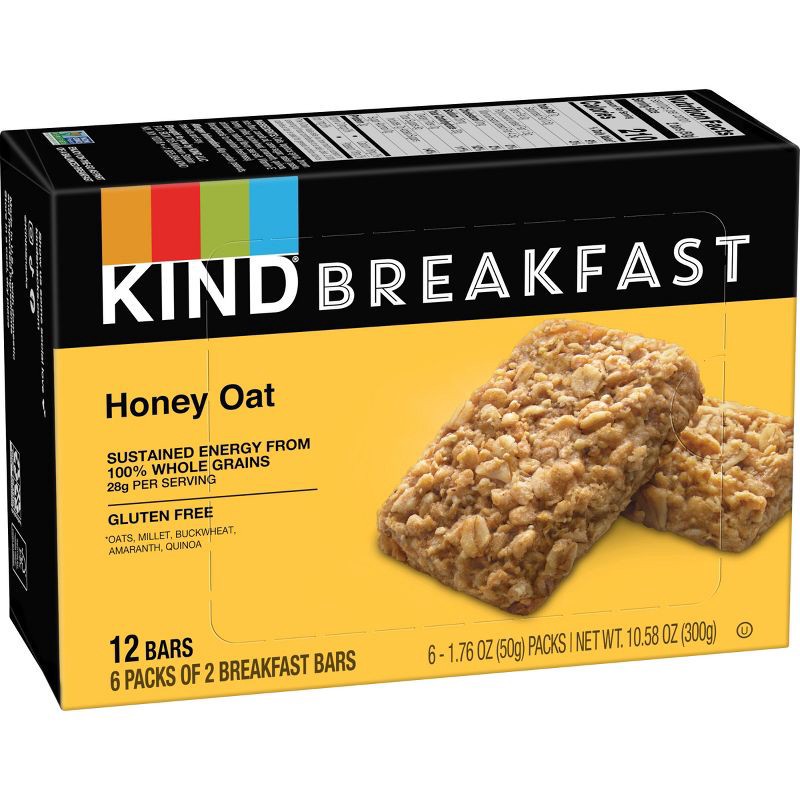 slide 3 of 8, Kind Breakfast Honey Oat Breakfast Bars - 10.58oz/6ct, 10.58 oz, 6 ct