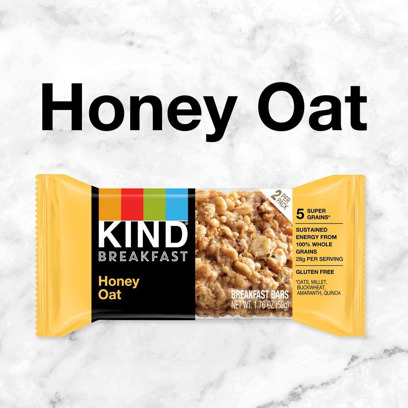 slide 4 of 8, Kind Breakfast Honey Oat Breakfast Bars - 10.58oz/6ct, 10.58 oz, 6 ct