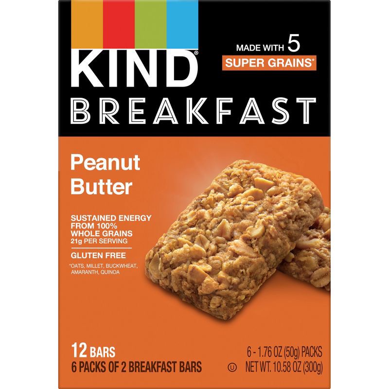 slide 2 of 8, Kind Breakfast Peanut Butter Bars - 10.58oz/12ct, 10.58 oz