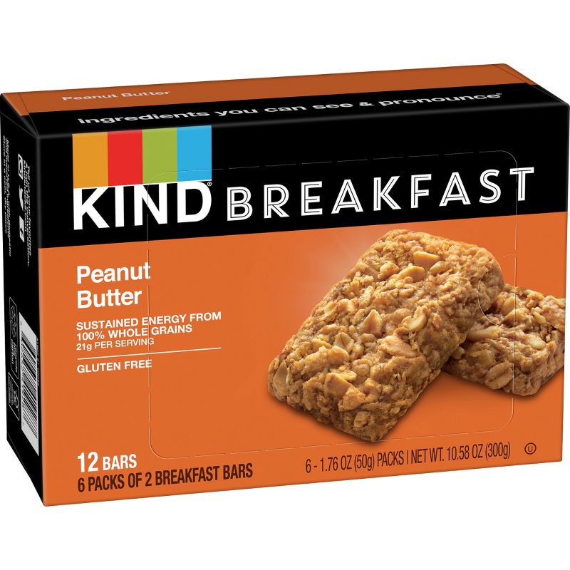 slide 3 of 8, Kind Breakfast Peanut Butter Bars - 10.58oz/12ct, 10.58 oz