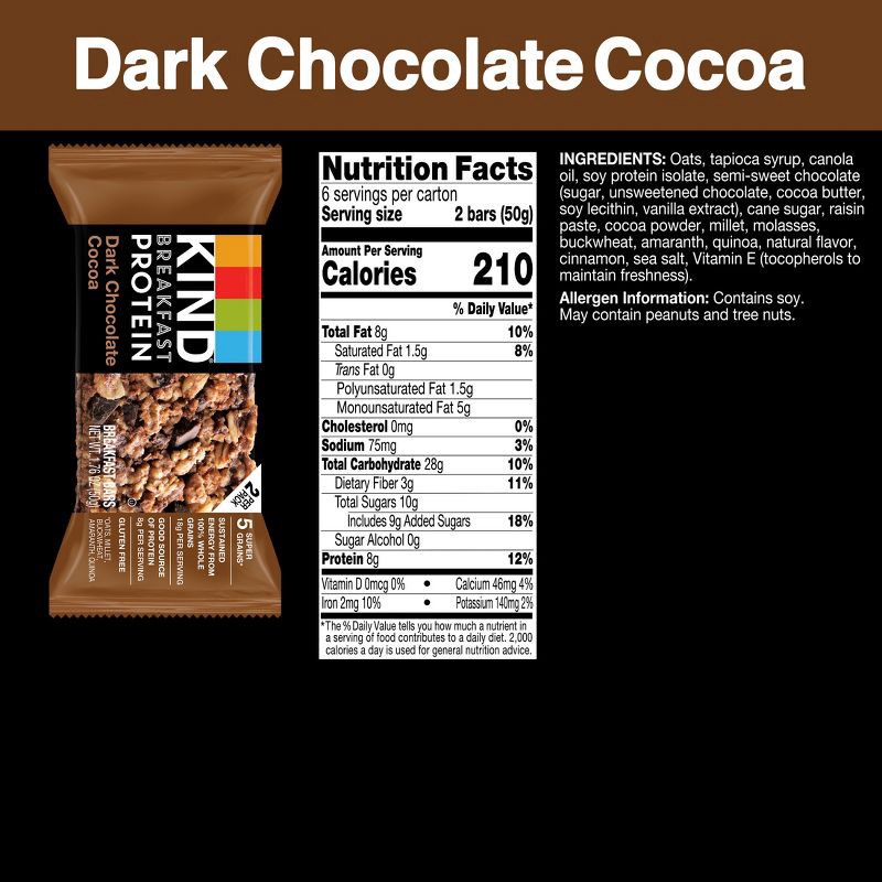 slide 2 of 7, Kind Breakfast Dark Chocolate Protein Bars - 10.58oz/12ct, 10.58 oz, 12 ct