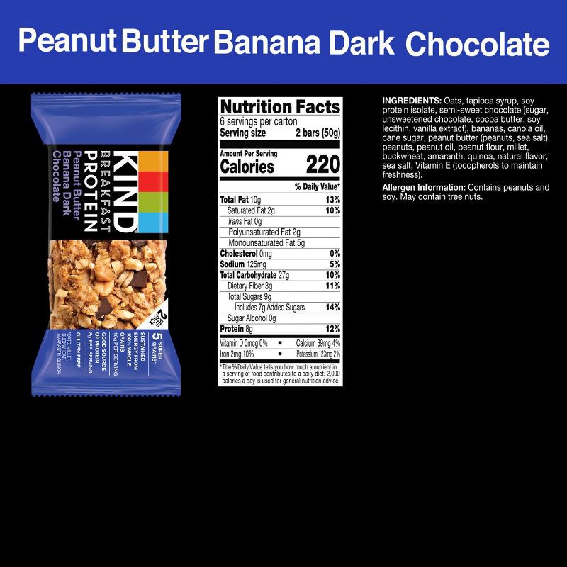 slide 2 of 8, Kind Breakfast Peanut Butter Banana Bars - 10.56oz/12ct, 10.56 oz, 12 ct