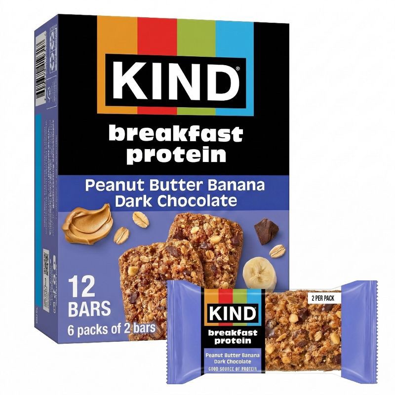 slide 1 of 8, KIND Breakfast Protein Bars Peanut Butter Banana Dark Chocolate - 8g Protein - 10.56oz/12ct, 10.56 oz; 12 ct