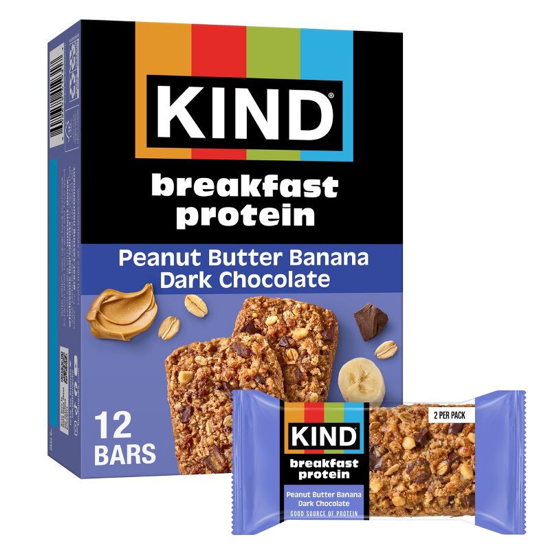 slide 1 of 8, Kind Breakfast Peanut Butter Banana Bars - 8g Protein - 10.56oz/12ct, 10.56 oz, 12 ct