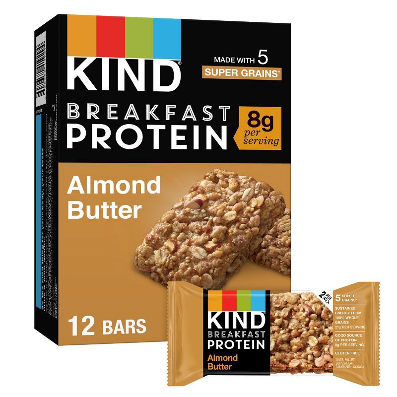 slide 1 of 7, Kind Breakfast Almond Butter Bars - 6ct, 6 ct