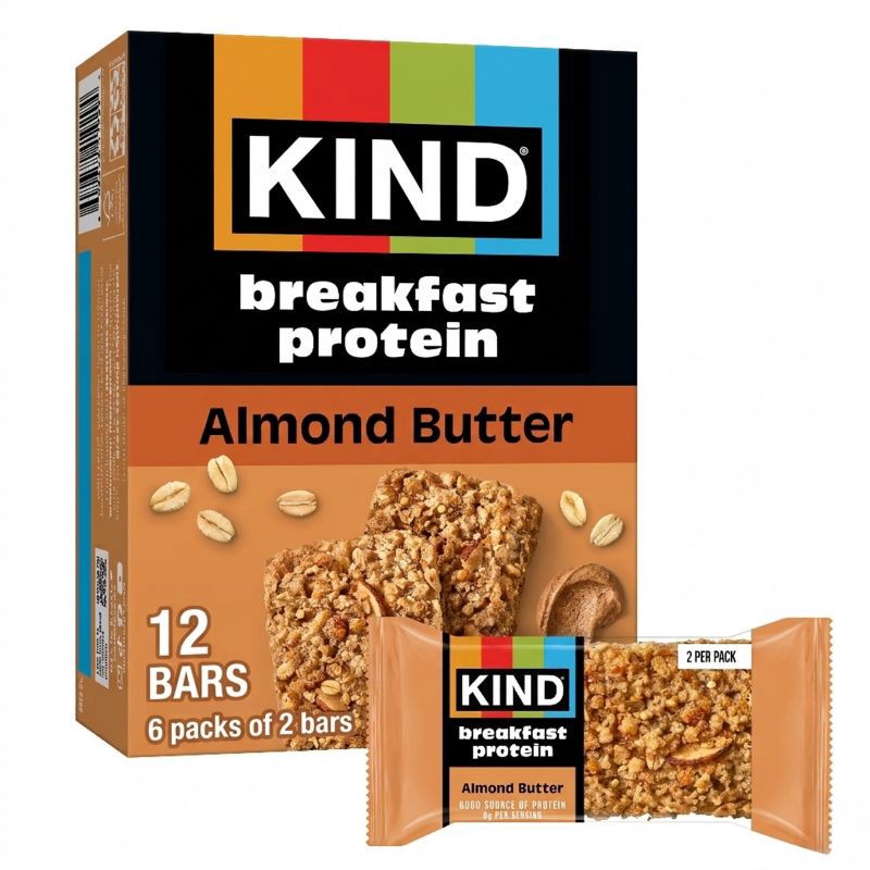 slide 1 of 8, KIND Breakfast Protein Bars Almond Butter - 8g Protein - 10.56oz/12ct, 10.56 oz; 12 ct
