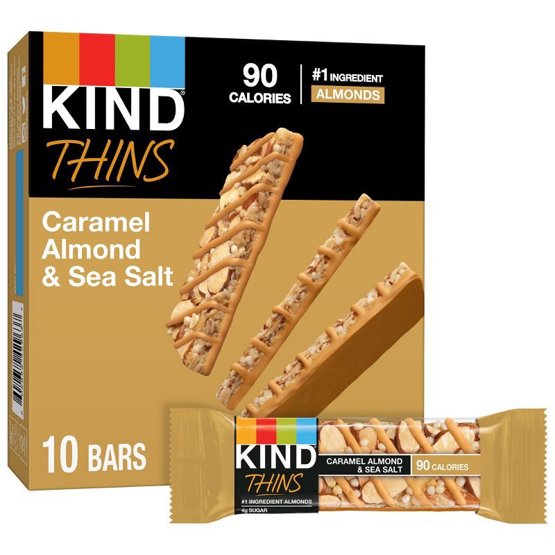 slide 1 of 6, Kind Thins Caramel Almond - 7.4oz/10ct, 7.4 oz, 10 ct