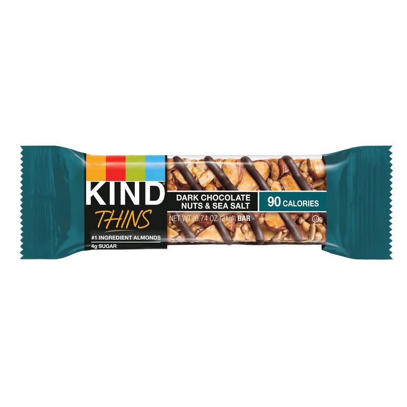 slide 5 of 5, KIND Thins Dark Chocolate Nuts and Sea Salt & Caramel Almond and Sea Salt Bars Variety Pack – 14.8oz/20ct, 14.8 oz, 20 ct