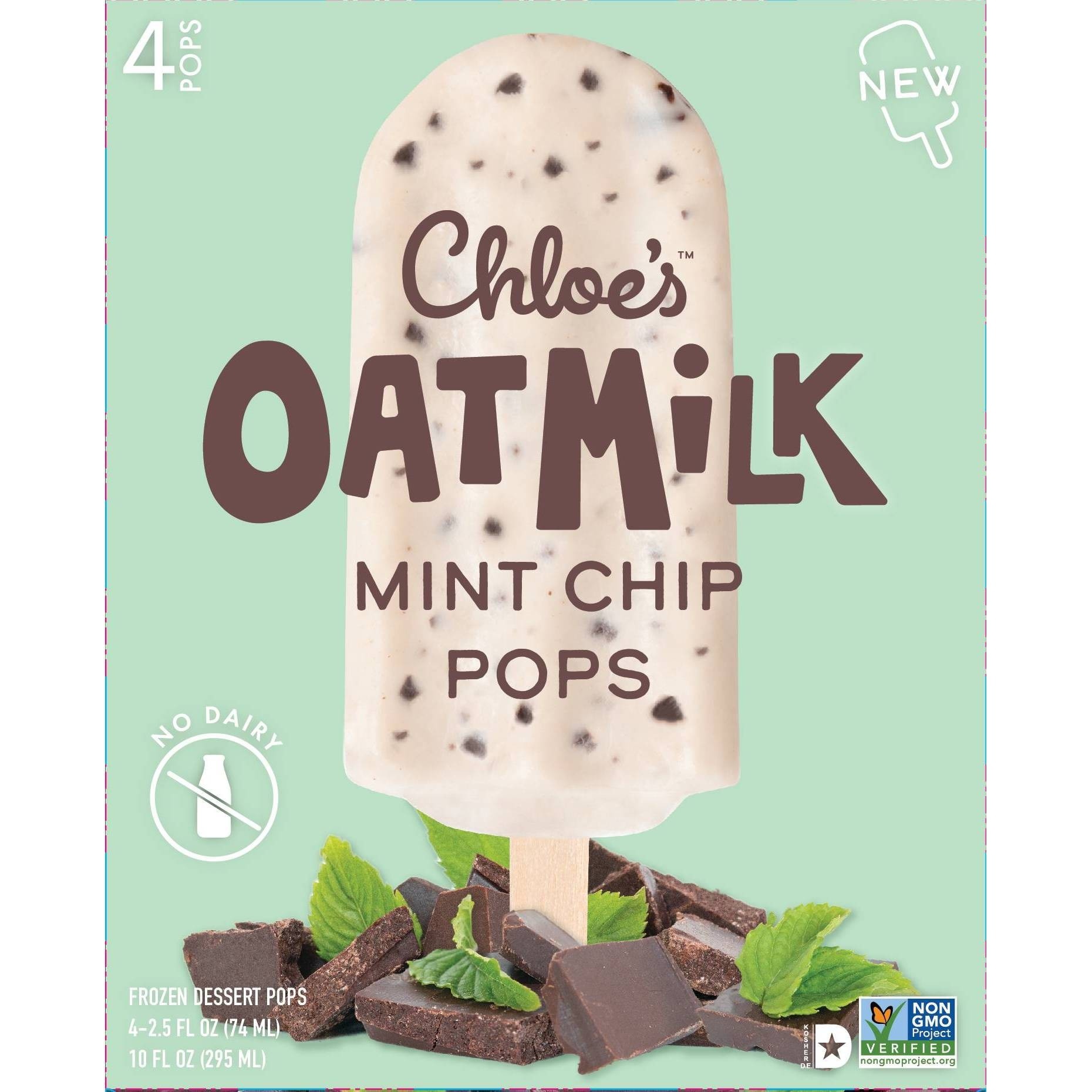 slide 1 of 4, Chloe's Soft Serve Fruit Co. Chloe's Oat Milk Mint Chip Frozen Dessert Pops, 4 ct, 10 oz