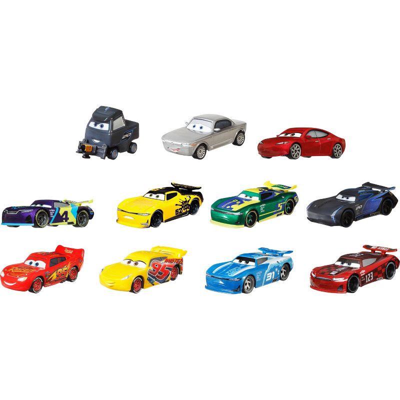 slide 2 of 6, Cars Disney and Pixar Diecast 1:55 Scale Vehicles 11 Piece Piston Cup Race Themed with Lightning McQueen, 11 ct