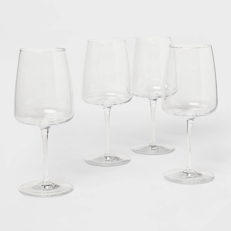 slide 1 of 3, 4pk Simsbury Red Wine Glasses - Threshold™: Traditional Clear Glass, Dishwasher-Safe, BPA & Lead-Free, Set of 4, 4 ct