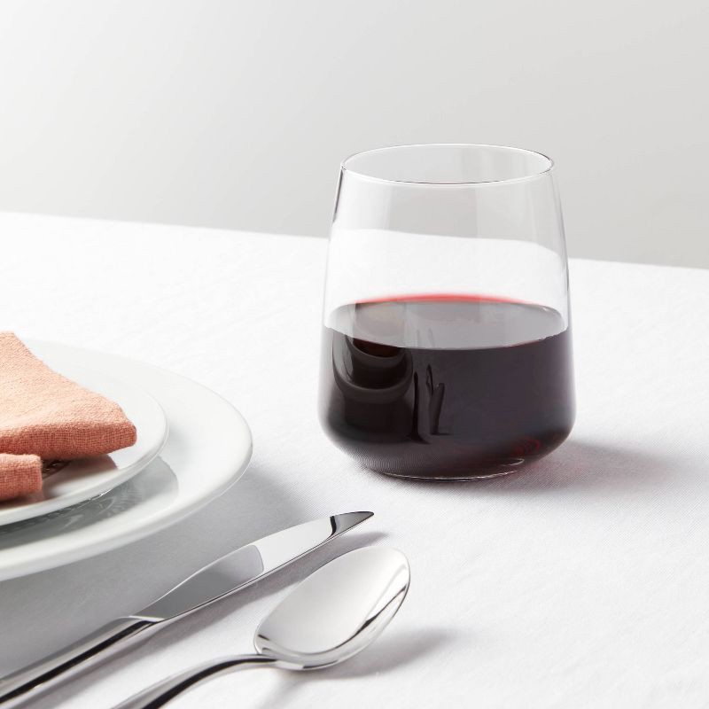 slide 2 of 3, 4pk Simsbury Stemless Wine Glasses - Threshold™: Clear Glass Cups, Dishwasher-Safe, BPA & Lead-Free, 12oz, Set of 4, 4 ct; 12 oz