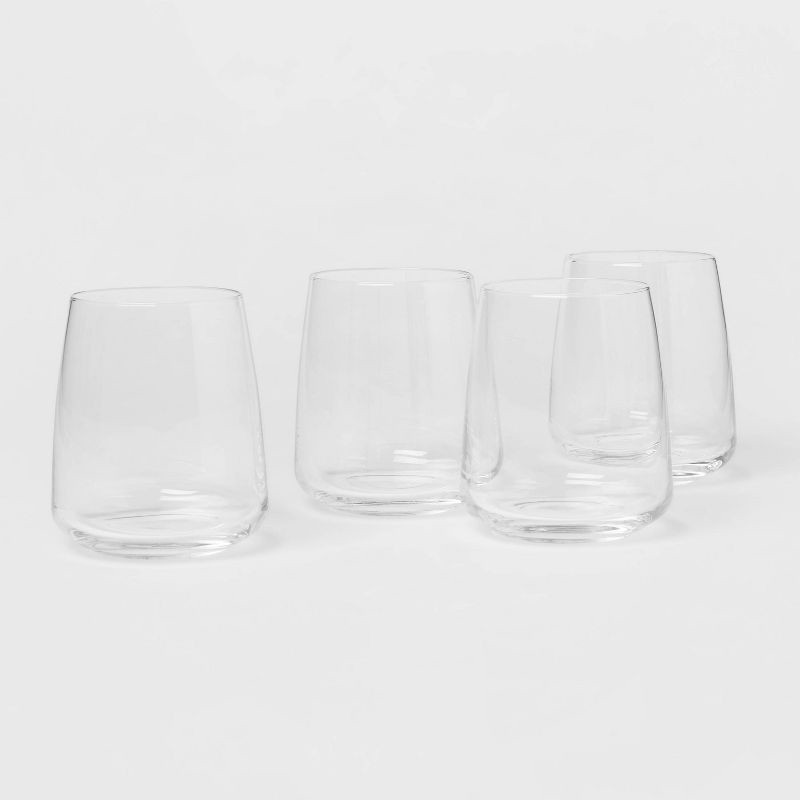 slide 1 of 3, 4pk Simsbury Stemless Wine Glasses - Threshold™: Clear Glass Cups, Dishwasher-Safe, BPA & Lead-Free, 12oz, Set of 4, 4 ct; 12 oz