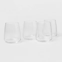 4pk Simsbury Stemless Wine Glasses - Threshold™: Clear Glass Cups, Dishwasher-Safe, BPA & Lead-Free, 12oz, Set of 4