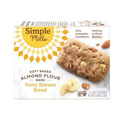 Simple Mills Gluten Free Nutty Banana Bread Soft-Baked Almond Flour Bars - 5ct