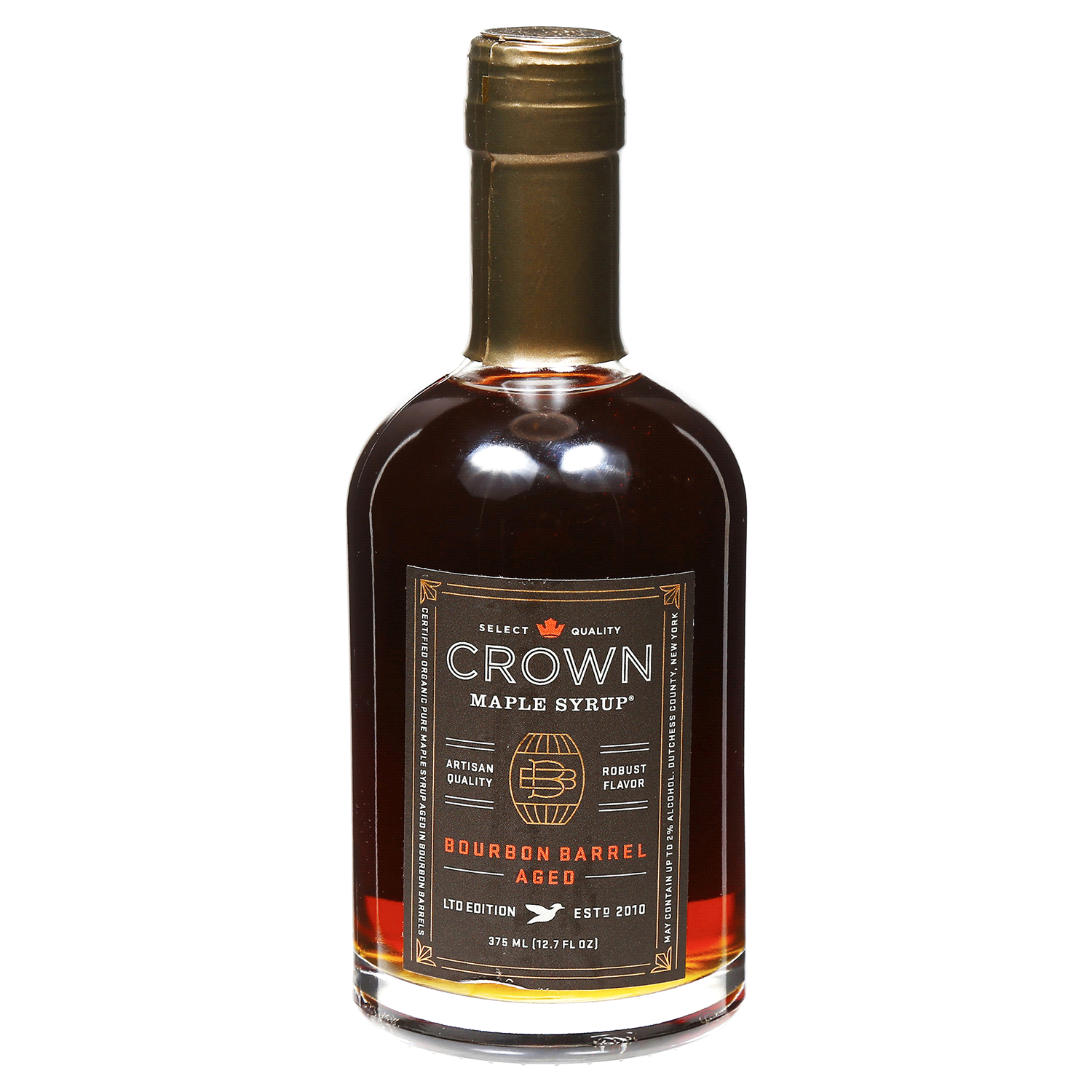 slide 1 of 2, Crown Bourbon Barrel Aged Maple Syrup 375 ml, 375 ml